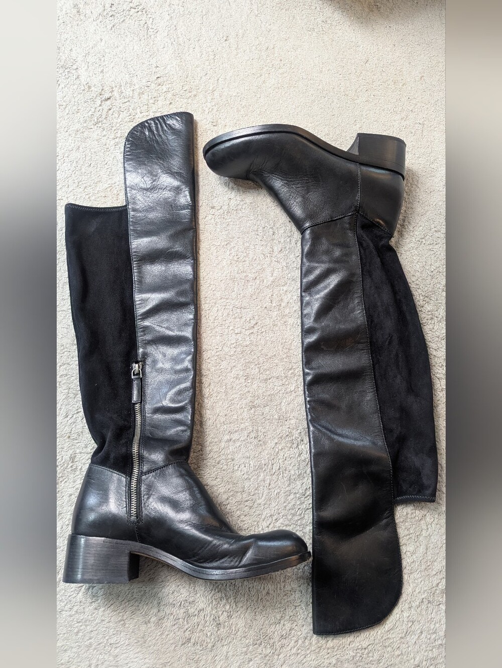 Marc by Marc Jacobs Black Leather & Suede Over The Knee Boots Size 39